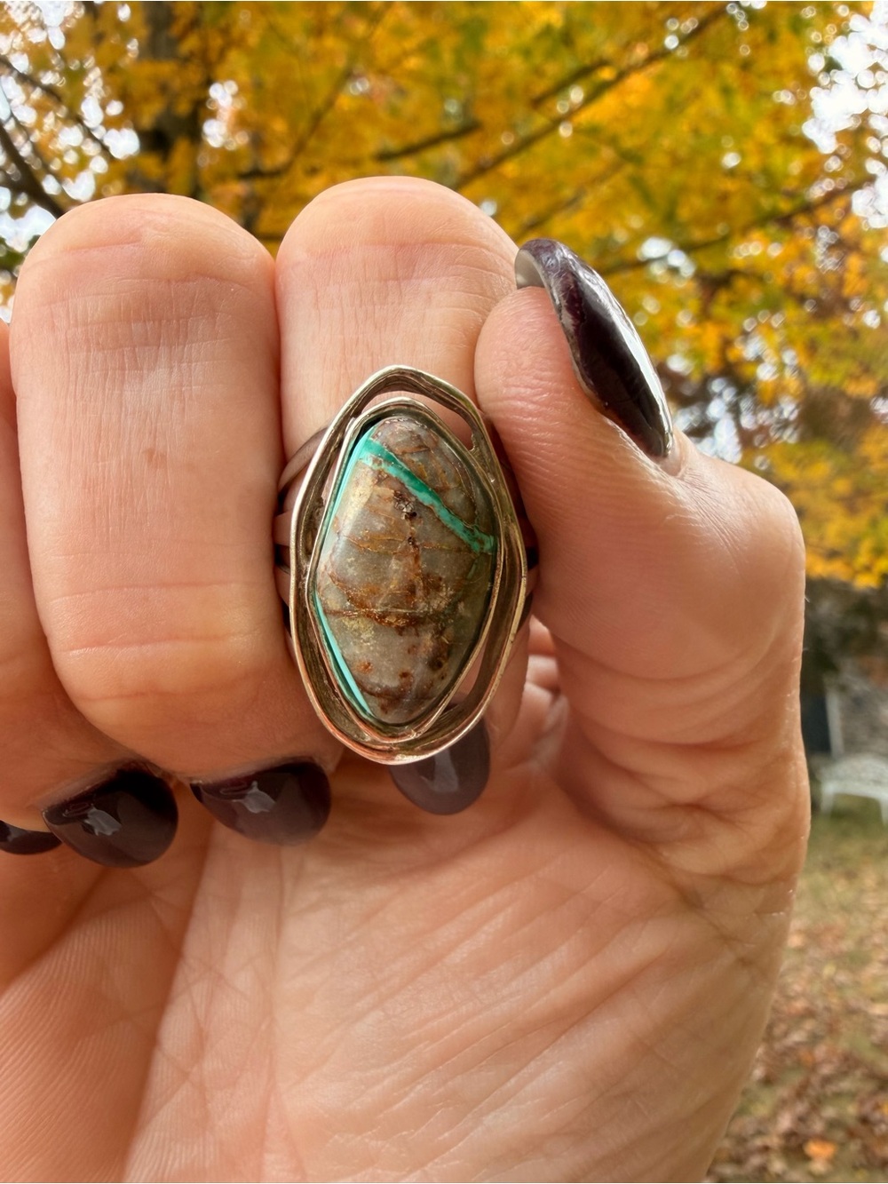 BARSE 925 Sterling Silver Turquoise Statement Ring Size 7